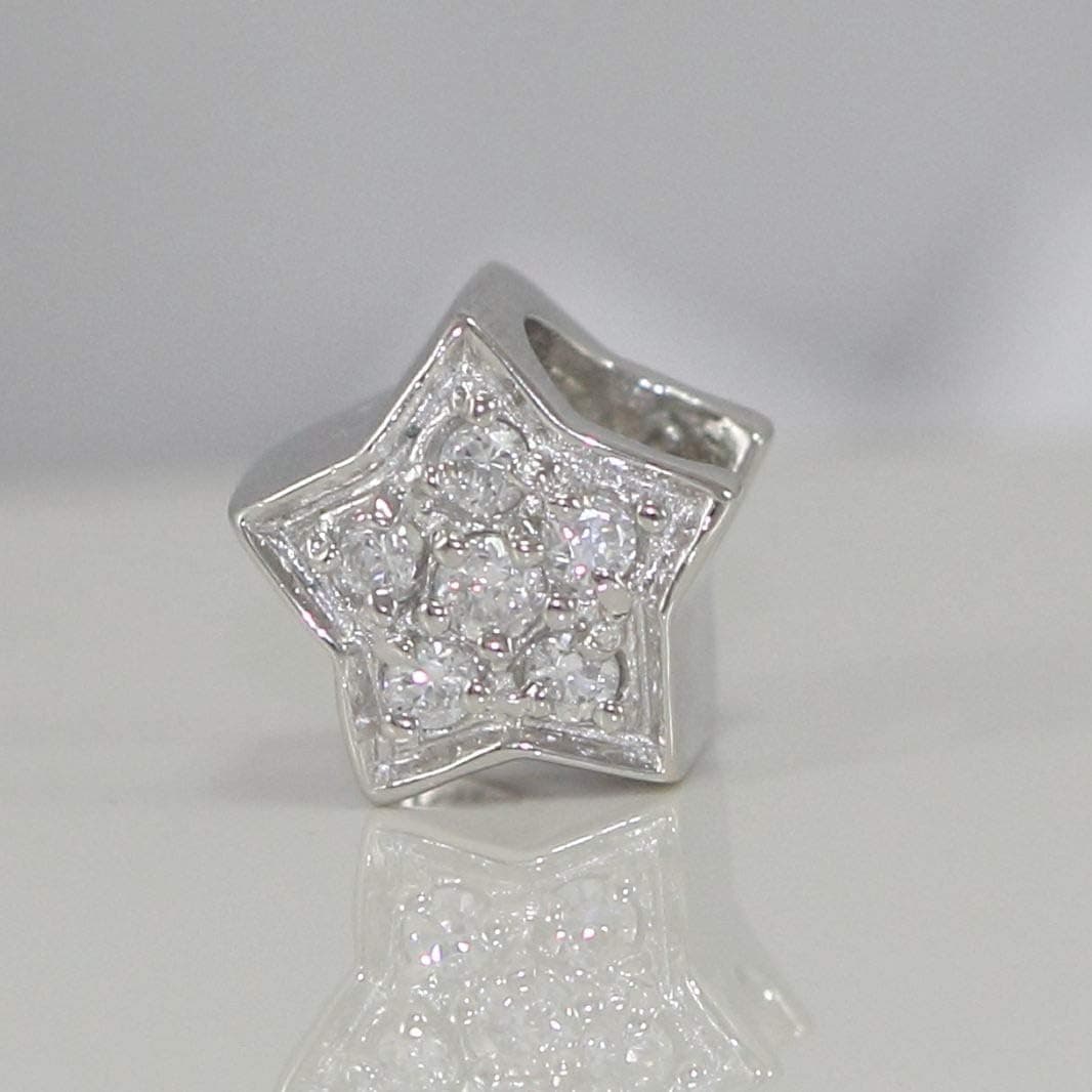 Adabele 1pc Authentic Sterling Silver Shining Star Charm Bead Swarovski Crystal Compatible with Pandora All Other European Charm Bracelet Necklace Women Girl Men Gift EC76