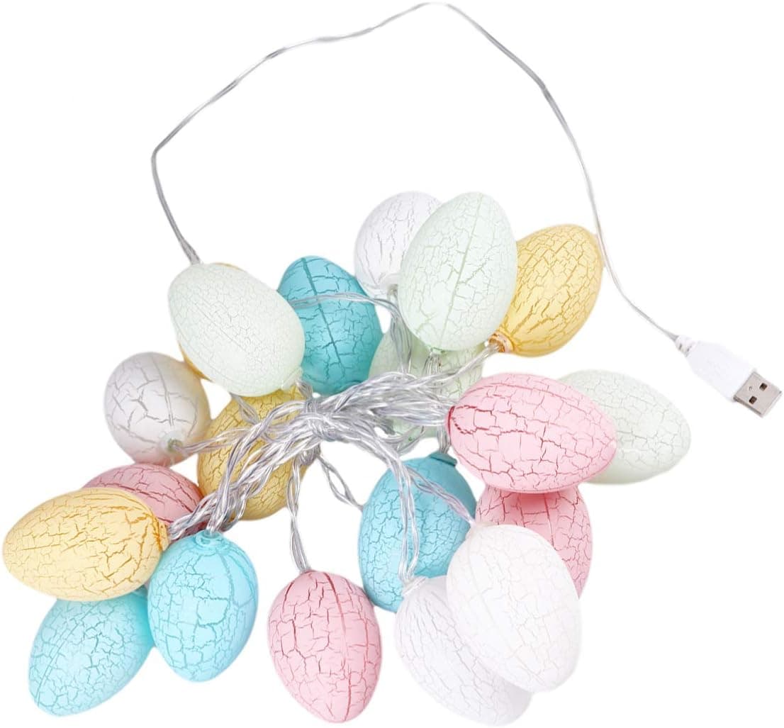 Amosfun Easter Eggs LED String Lights USB Fairy String Lights Decor for Spring Easter Party Indoor Outdoor Decoration(20 Lights, 3M)