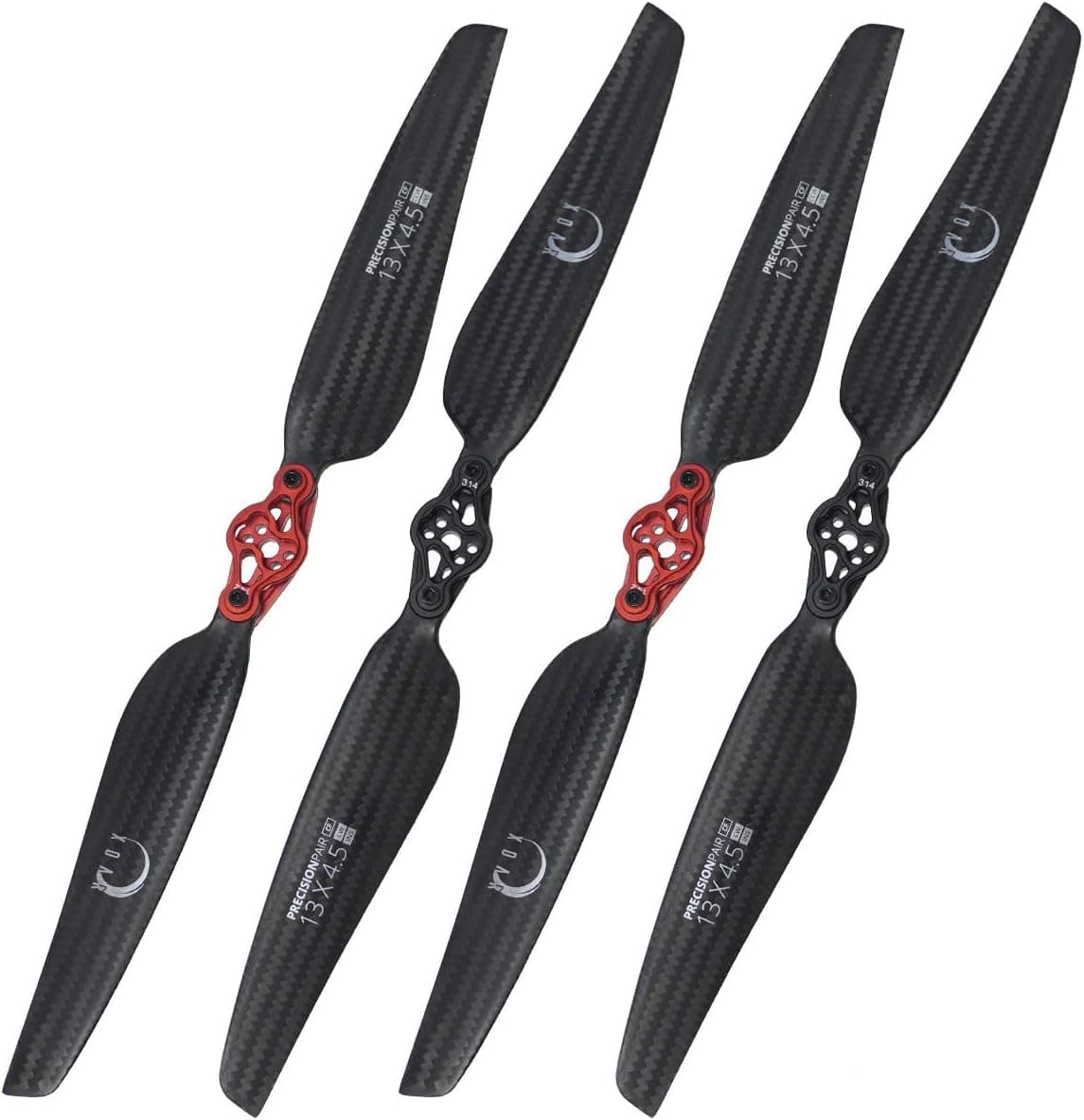 XOAR DJI Inspire 1 Carbon Fiber Folding Propellers 1345 CW CCW (2 Pairs). 13 Inch 2 Blade Premium CF Foldable Props for Inspire 1 V2.0, Pro, Black Edition with DJI 1345LS Mounting Plate