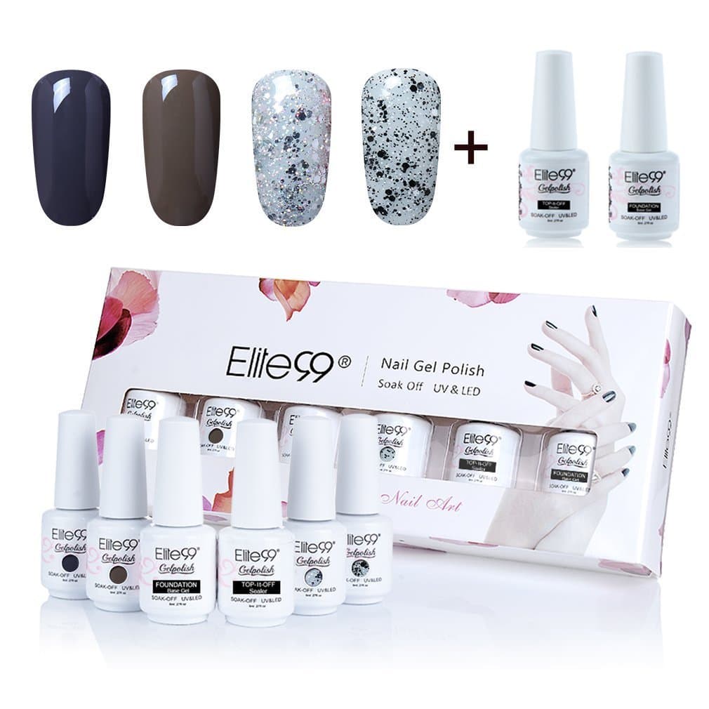 Elite99 Gel Polish Soak-Off Gel Nail Polish UV LED Nail Art Box Set of 6 8ml C024