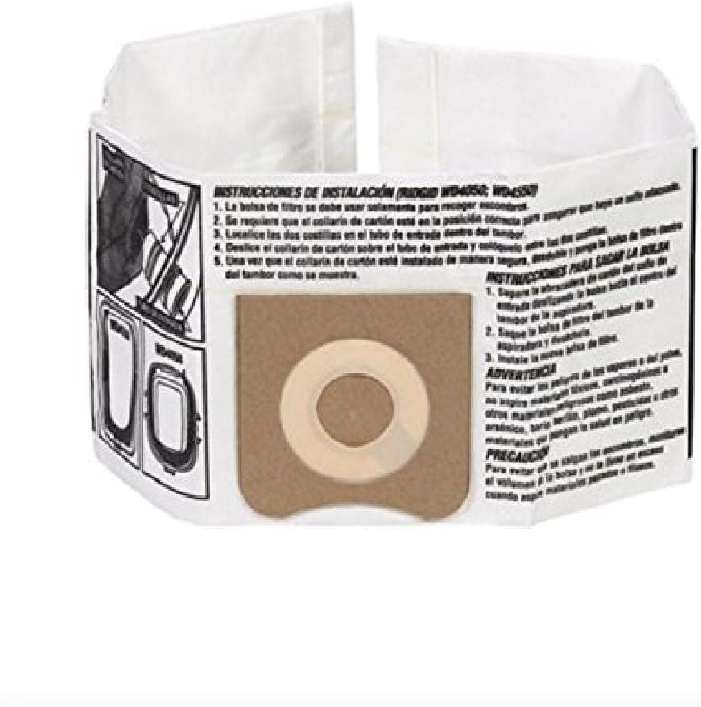 RIDGID 23738 Model VF3501 High-Efficiency Dust Collection Bags, Size C, Wet Dry Vacuum Filter Bags, 2 Bags