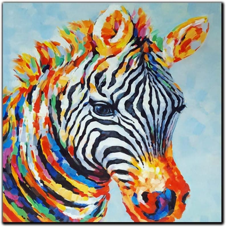 Animal Canvas Wall Art, Framed Colorful Horse Painting Artwork for Kid Room Living Room Bedroom, Ready to Hang Wall Decor, 16 inch x 16 inch (Horse)