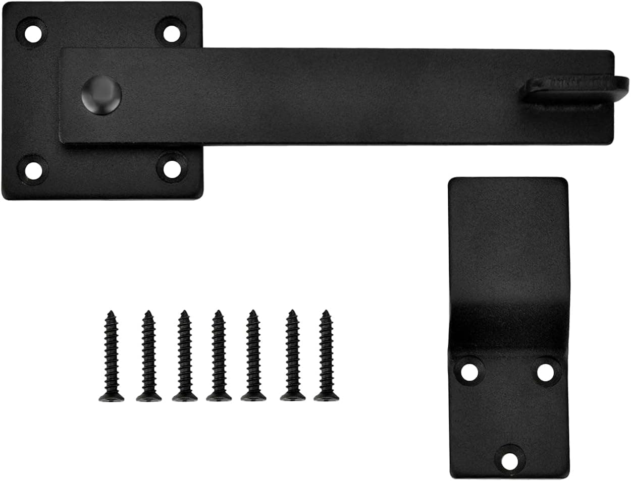 POPUBB Gate Latch, Two Sided Flip Gate Latch Barn Door Lock for Security and Privacy, Heavy Duty Metal Lift Latch Hardware for Wooden Fence, Shed Door, Farm Gate, Cabinet, Black