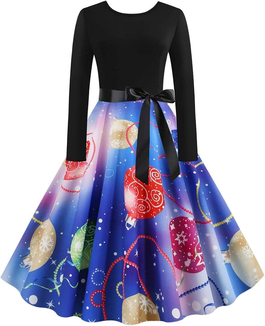 Alljoin Women's Vintage Christmas Dress Xmas Rockabilly Cocktail Party Dress