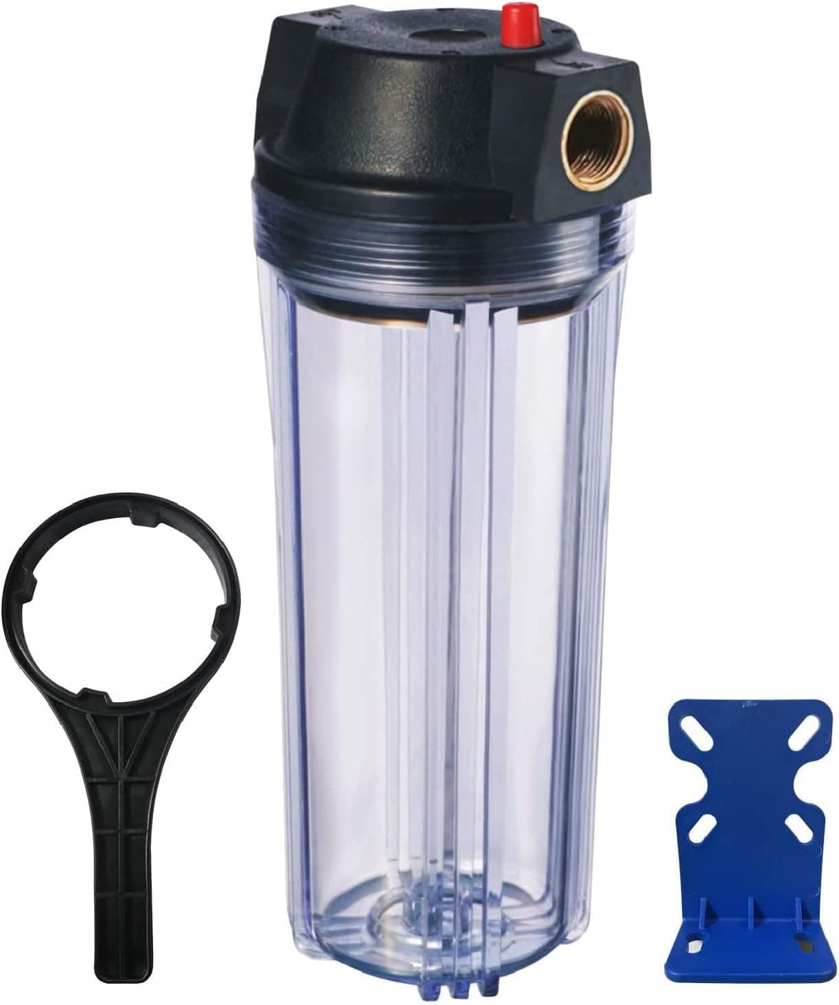 Geekpure 10-Inch Whole House Clear Filter Housing - 3/4"NPT Brass Port-Fit for 2.5" x 10" Filters