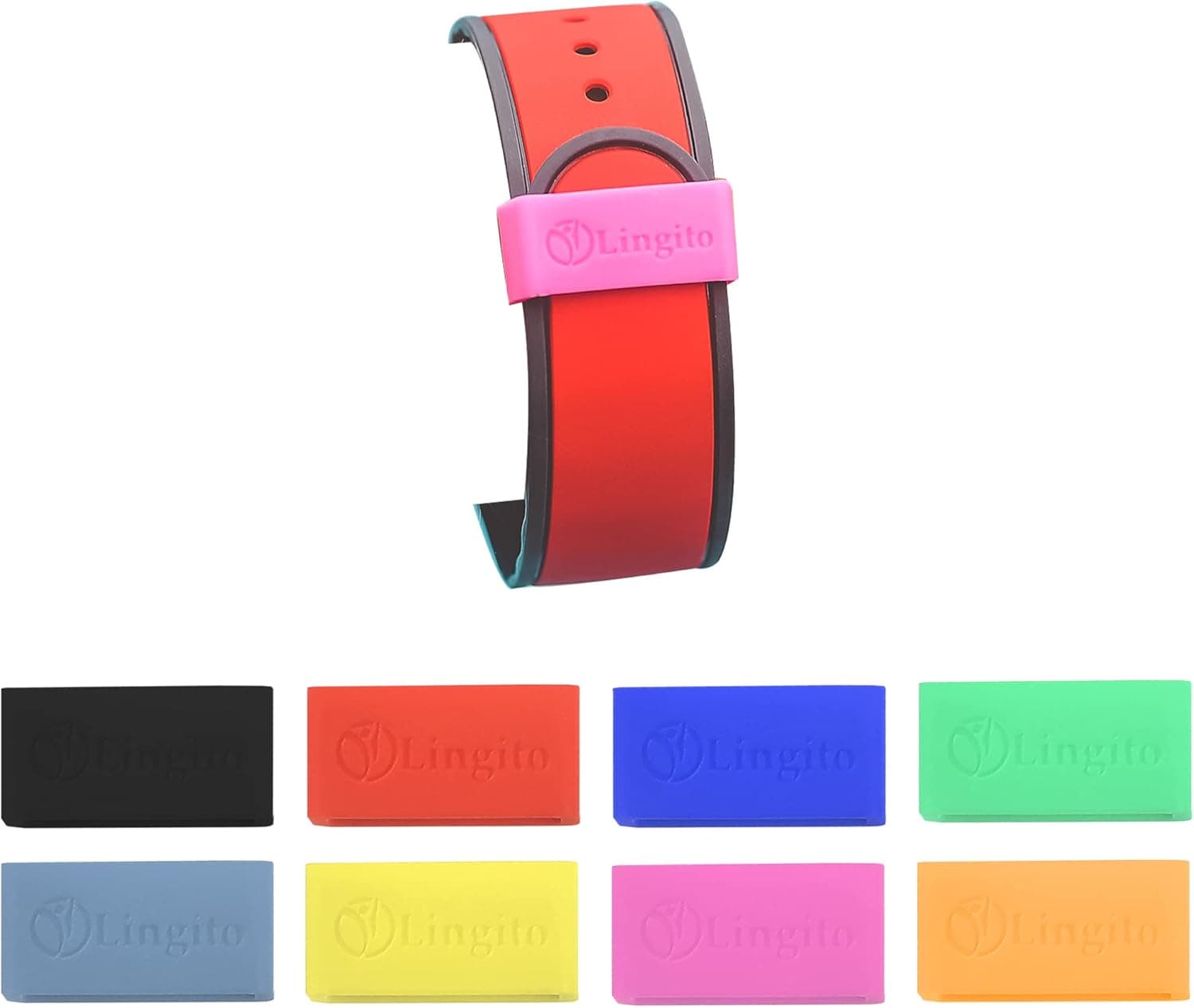 Lingito 8 Pack Magic Band Protectors | Multi-Color Smart Watch Security Bands | Made for Fitbit Charge, Charge HR, Garmin Vivofit, Disney Magic Band 2.0 & More!
