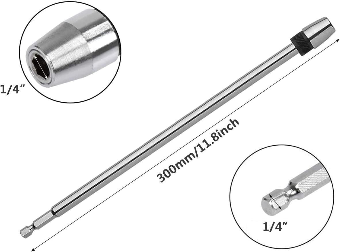 Bestgle 12 inch Length Quick Release Screwdriver Drill Bit Holder Extension Bar 1/4" Hex Shank Quick Change Extension Rod Socket for Screws Nuts Drill Hand-held Driver