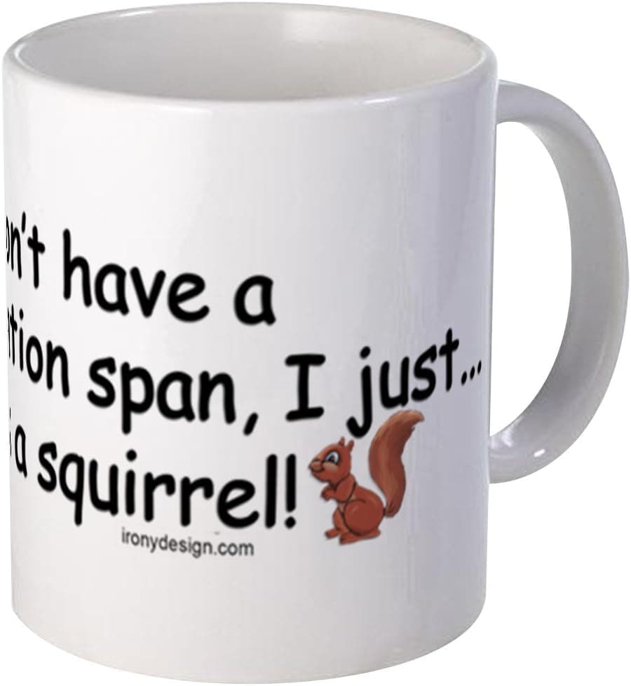 CafePress Attention Span Squirrel Mugs Unique Coffee Mug, Coffee Cup