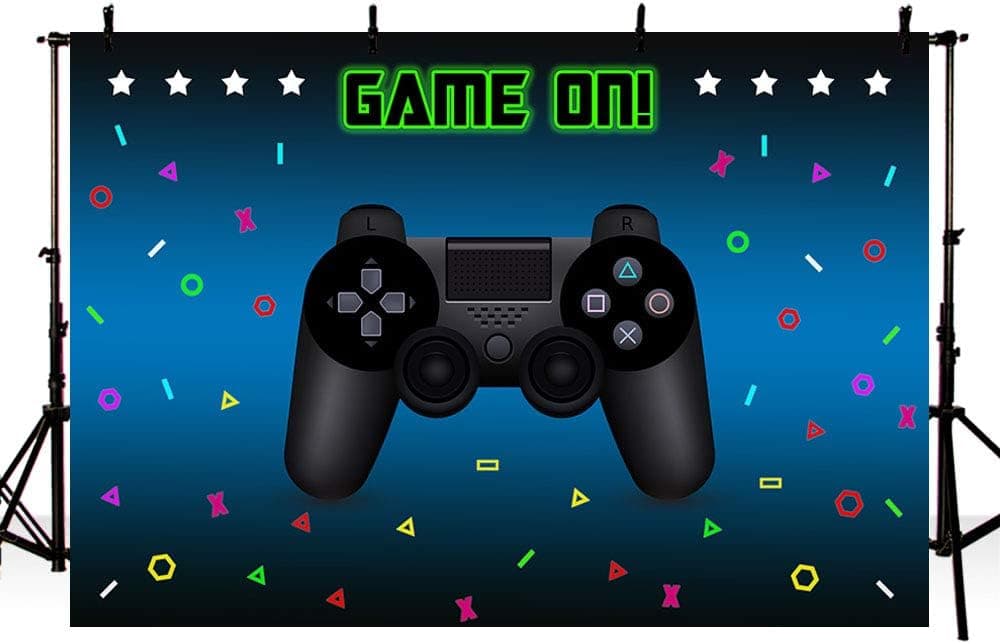MEHOFOTO Video Game Party Photo Studio Booth Background Props Gaming Boy Game On Birthday Party Decorations Banner Black Backdrops for Photography 7x5ft