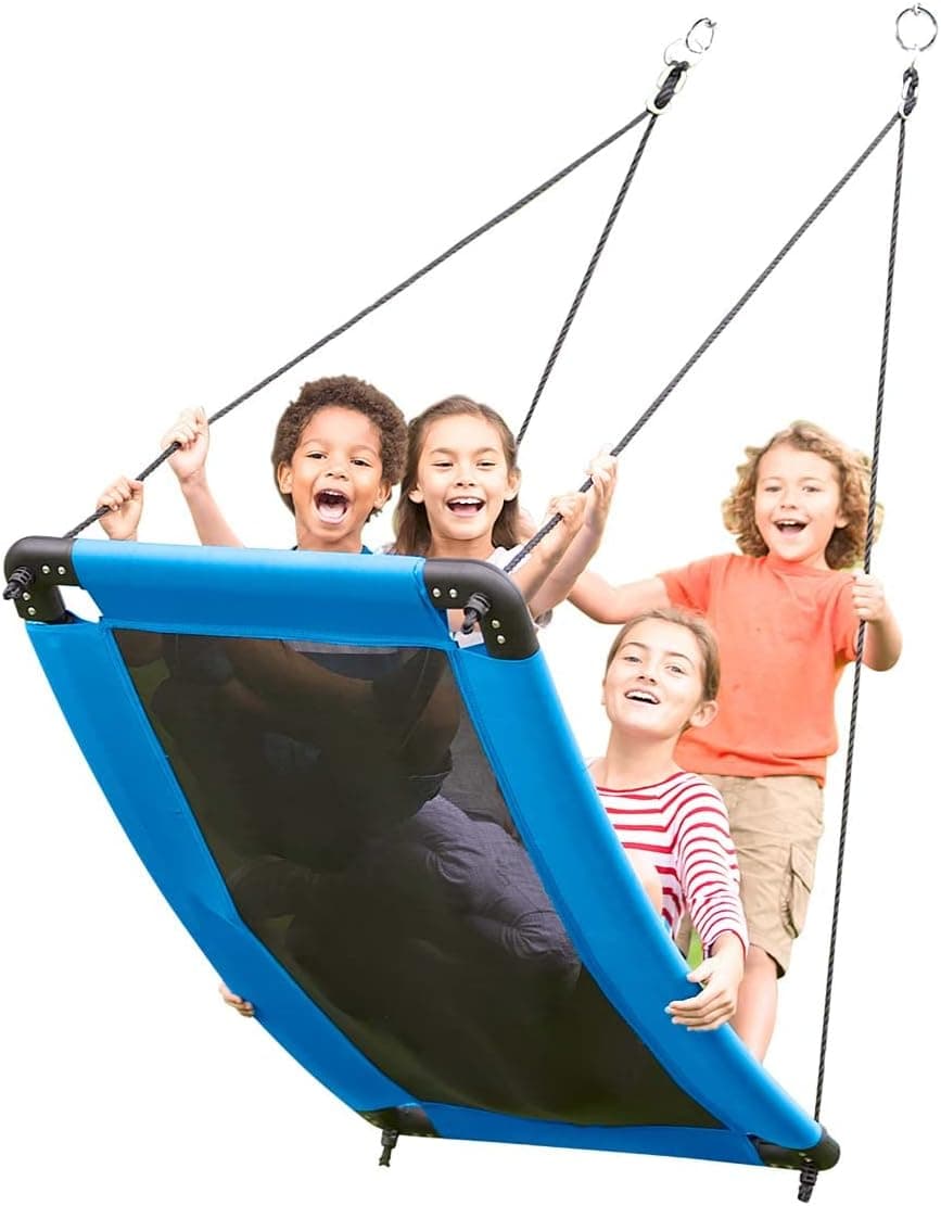 HearthSong 60 Inch SkyCurve Rectangular Platform Swing with Comfy Mat and Steel Frame, Holds up to 400 lbs.