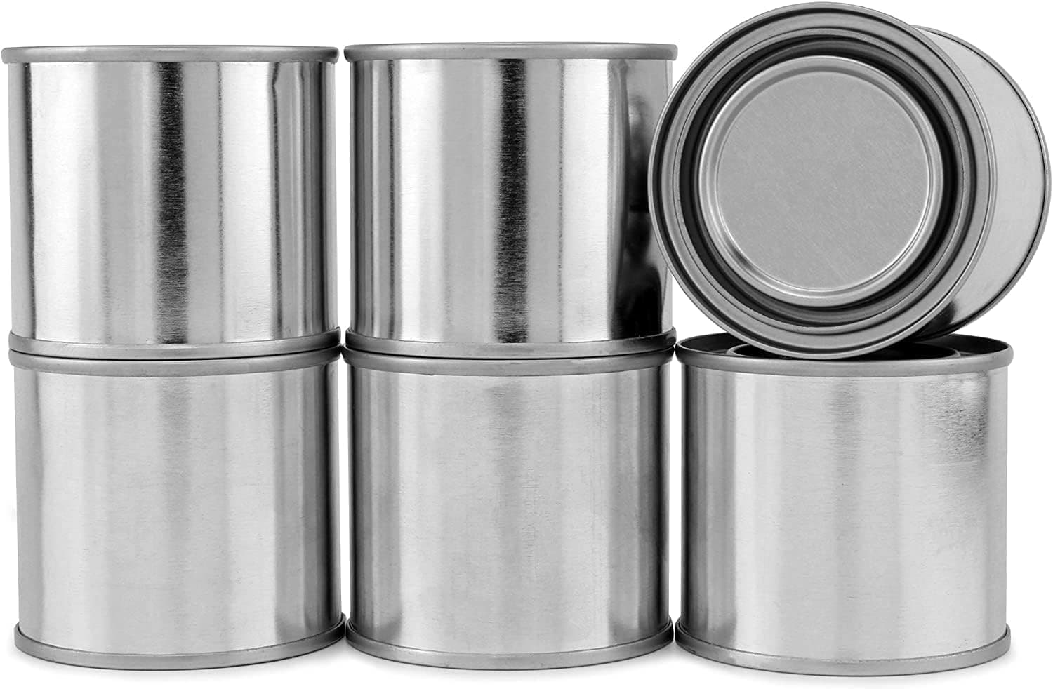 Cornucopia Metal Paint Cans with Lids (1/4 Pint Size, 6-Pack), Tiny Empty Unlined Quarter Pint Paint Pails; 1/2 Cup Capacity
