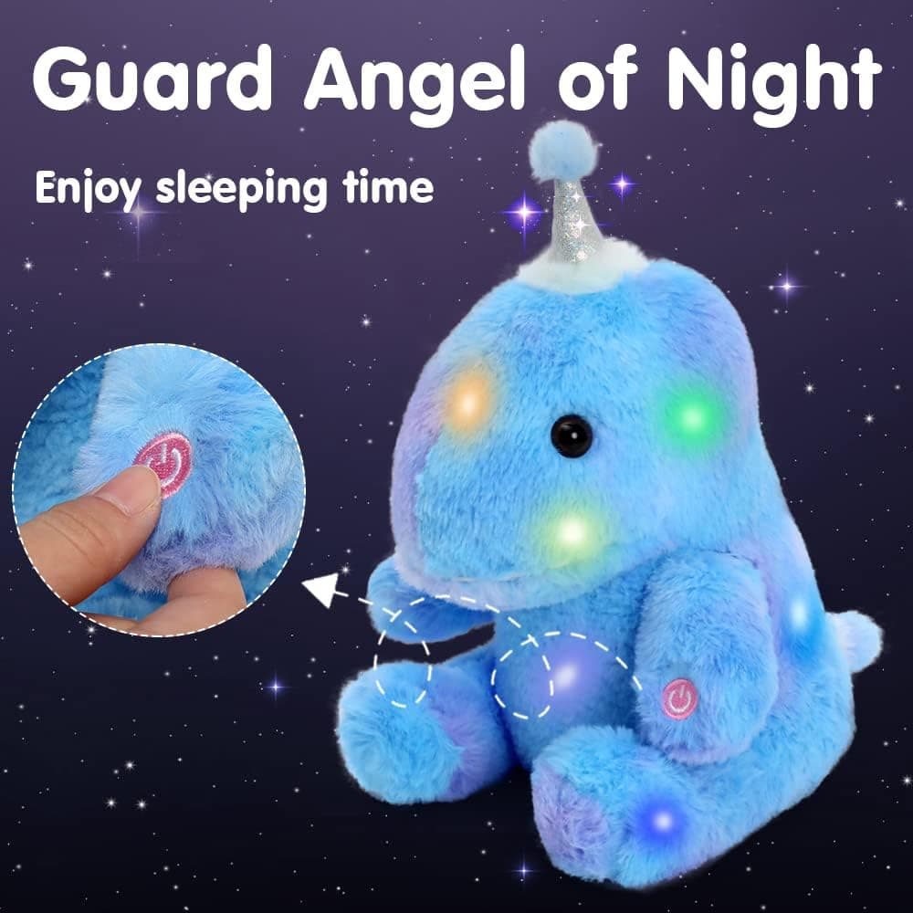 Tezituor Light Up Dinosaur Stuffed Animal Soft Cute Night Light Dinosaur Plush Toys with Colorful Light Gift for Kids or Girlfriend, 14 inch