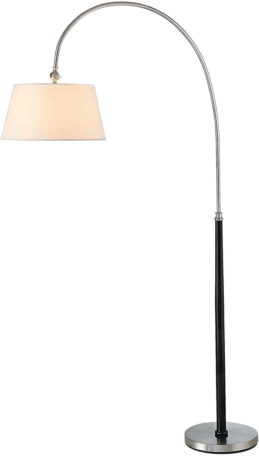Lite Source LS-80382PS/WHT Fola Arch Lamp, Polished Steel and Walnut with White Fabric Shade