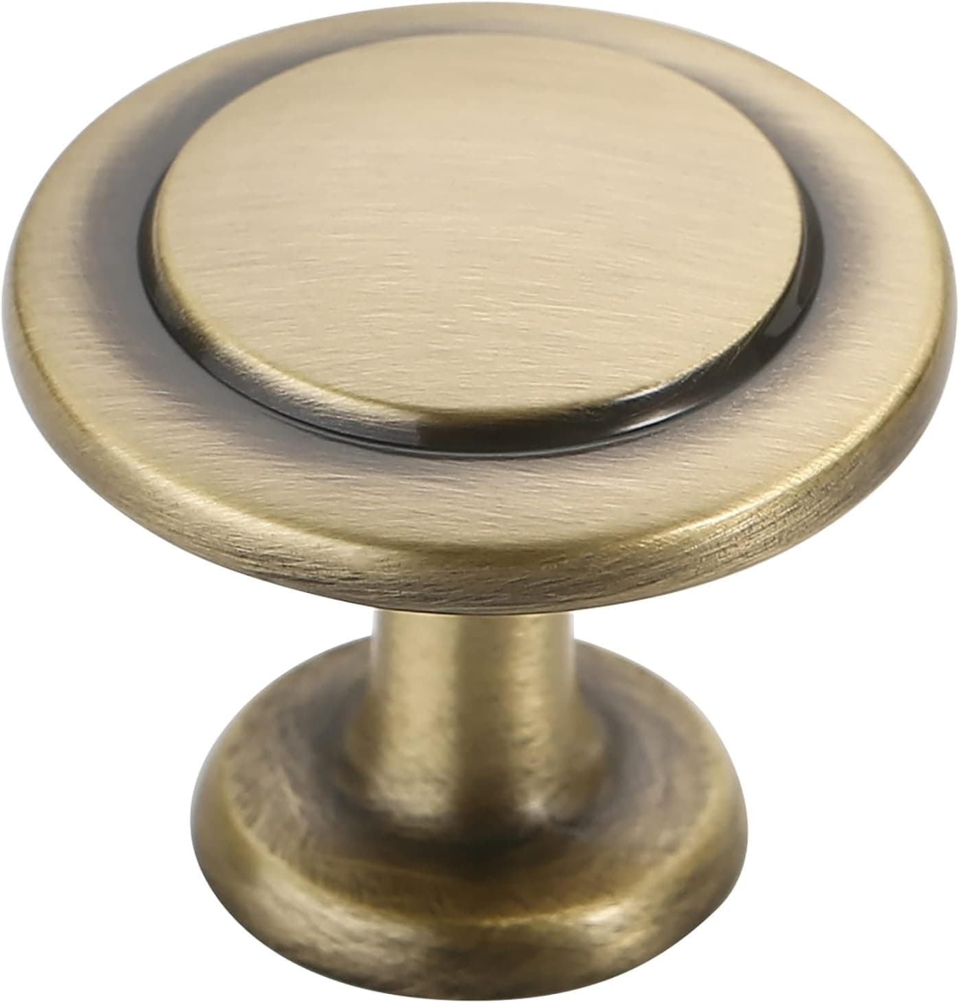 Alzassbg 25 Pack Brushed Antique Brass Cabinet Knobs, 1-1/4 Inch Diameter Kitchen Cabinet Hardware Round Knobs for Cabinets and Drawers AL6012AB