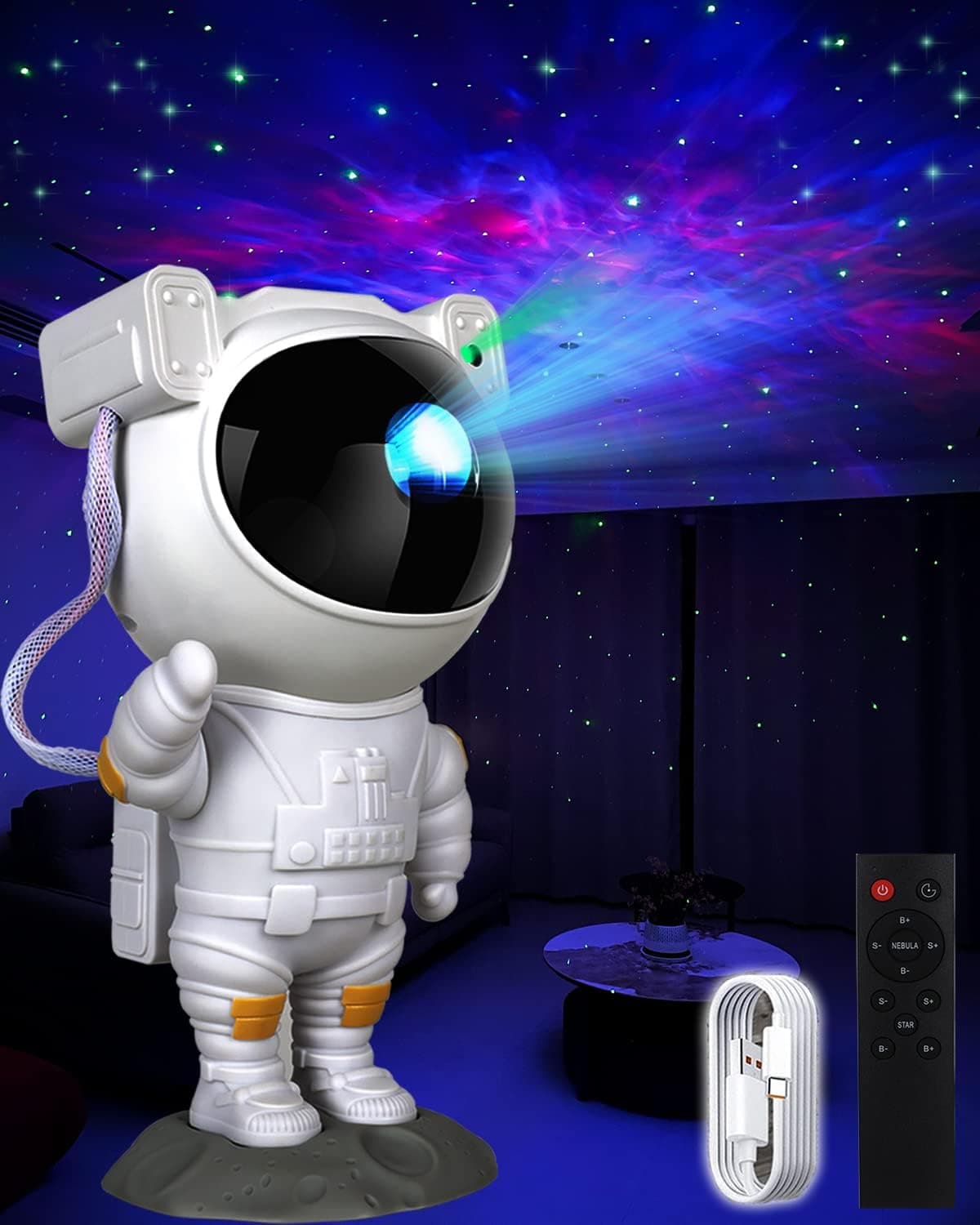FLEWKEN Astronaut Projector - Star Projector Galaxy Night Light, Starry Nebula Ceiling LED Lamp with Timer and Remote, Galaxy Light Projector for Kids Bedroom Decor