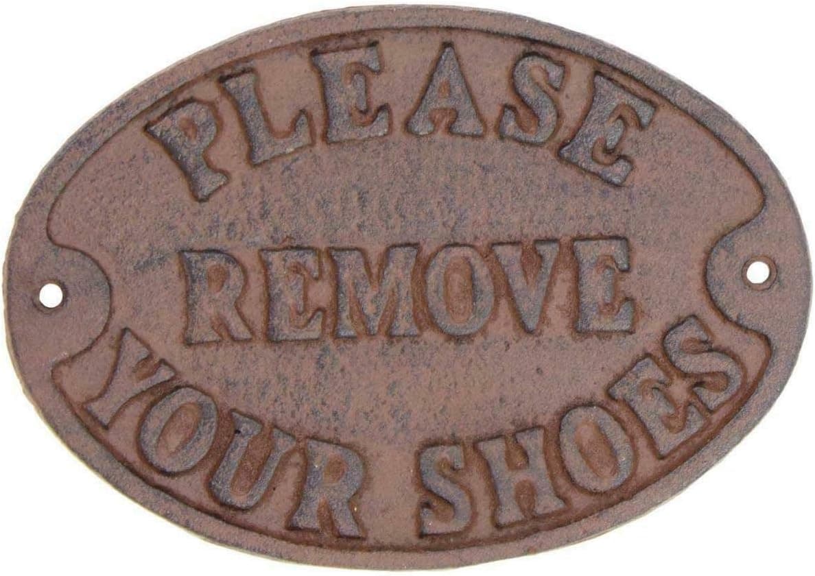GSM Cast Iron Please Remove Your Shoes Sign