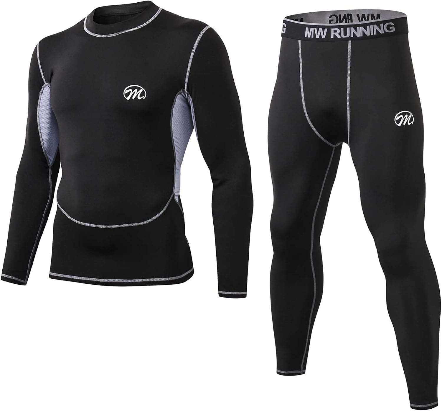MeetHoo Men’s Thermal Underwear Set, Compression Base Layer Sports Long Johns Fleece Lined Winter Gear Running Skiing