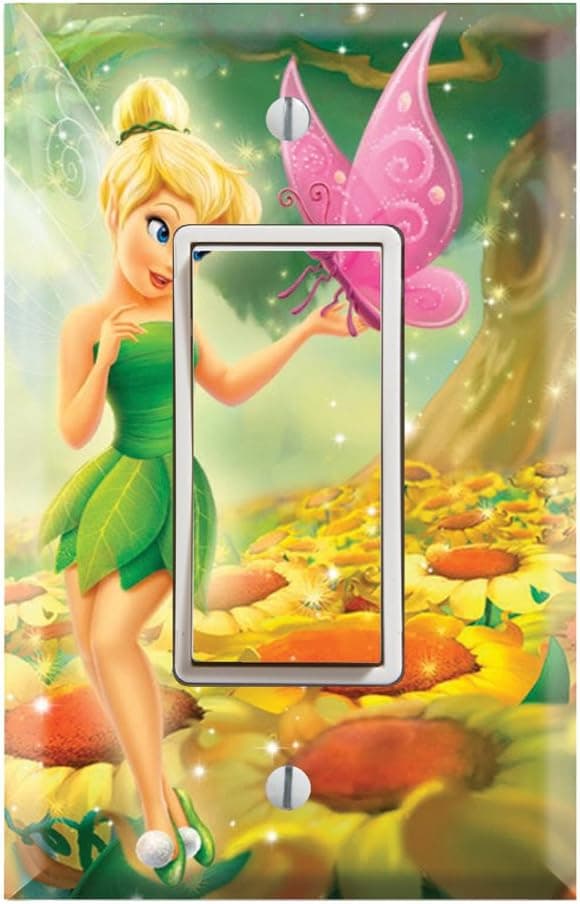 Single Rocker Wall Switch/Outlet Cover Plate Decor Wallplate - Tinkerbell Fairy Pixie Princess