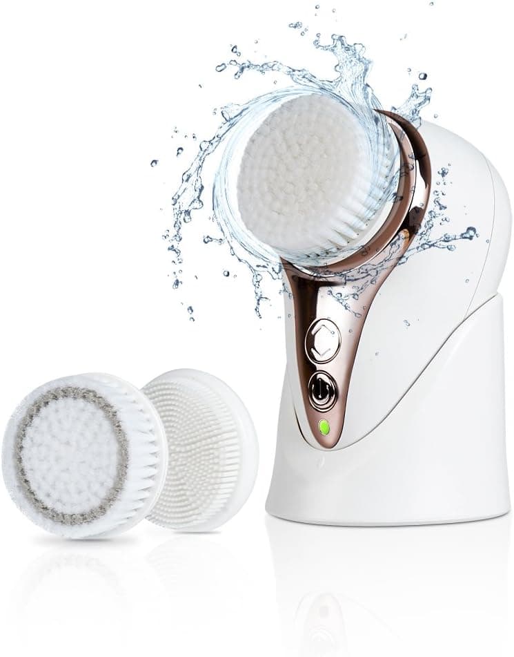 Mini Portable Facial Cleansing Brush, 3 in 1 Sonic Vibration Electric Facial Massager Waterproof Rechargeable Face Scrubs Skin Care Wash Face Machine
