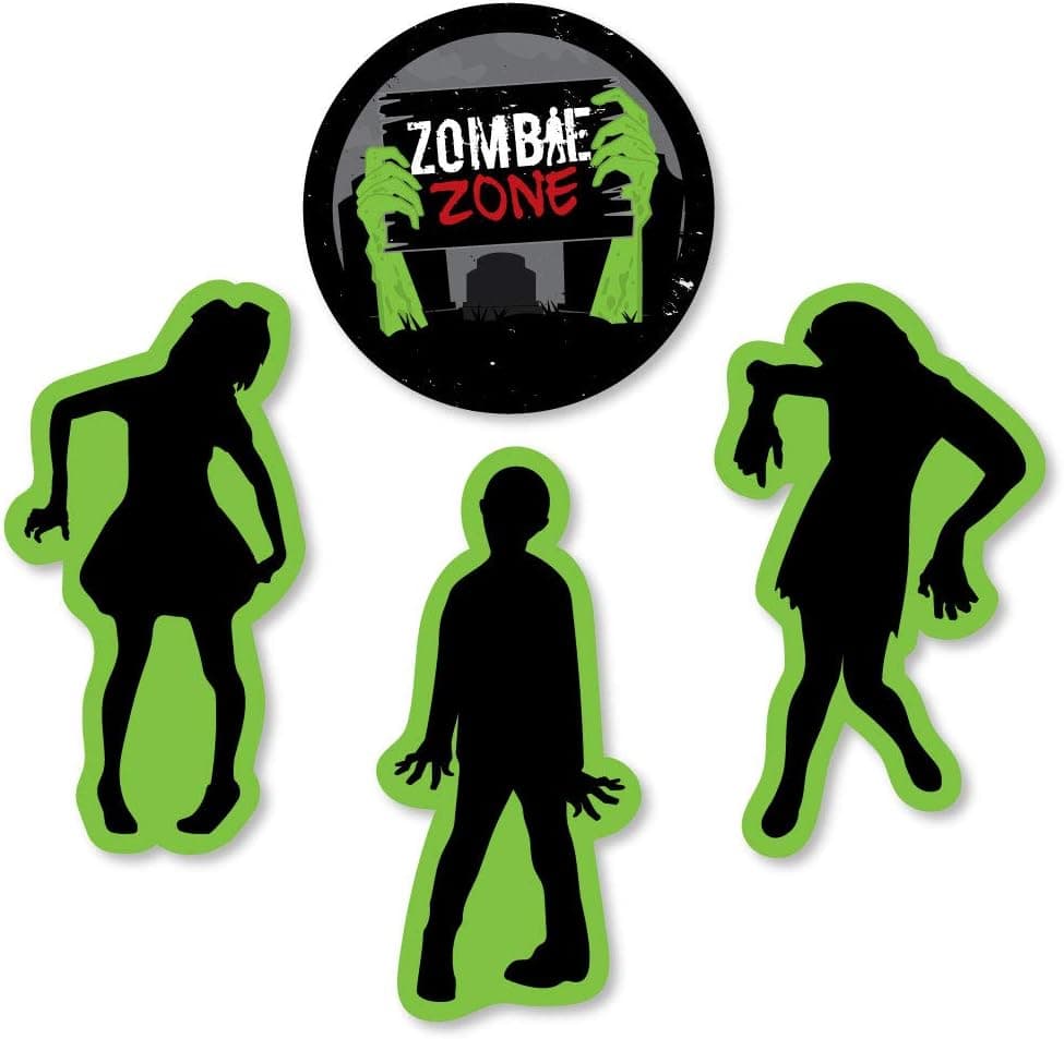 Big Dot of Happiness Zombie Zone - DIY Shaped Halloween or Birthday Zombie Crawl Party Cut-Outs - 24 Count