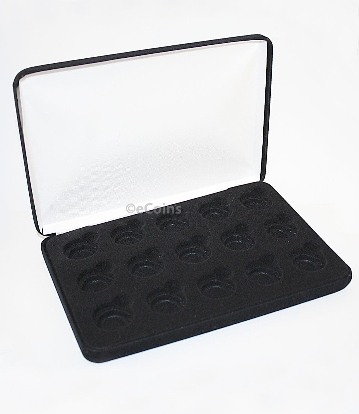 Black Felt Coin Display Gift Metal Plush Box Holds 15-Quarter or Presidential $1