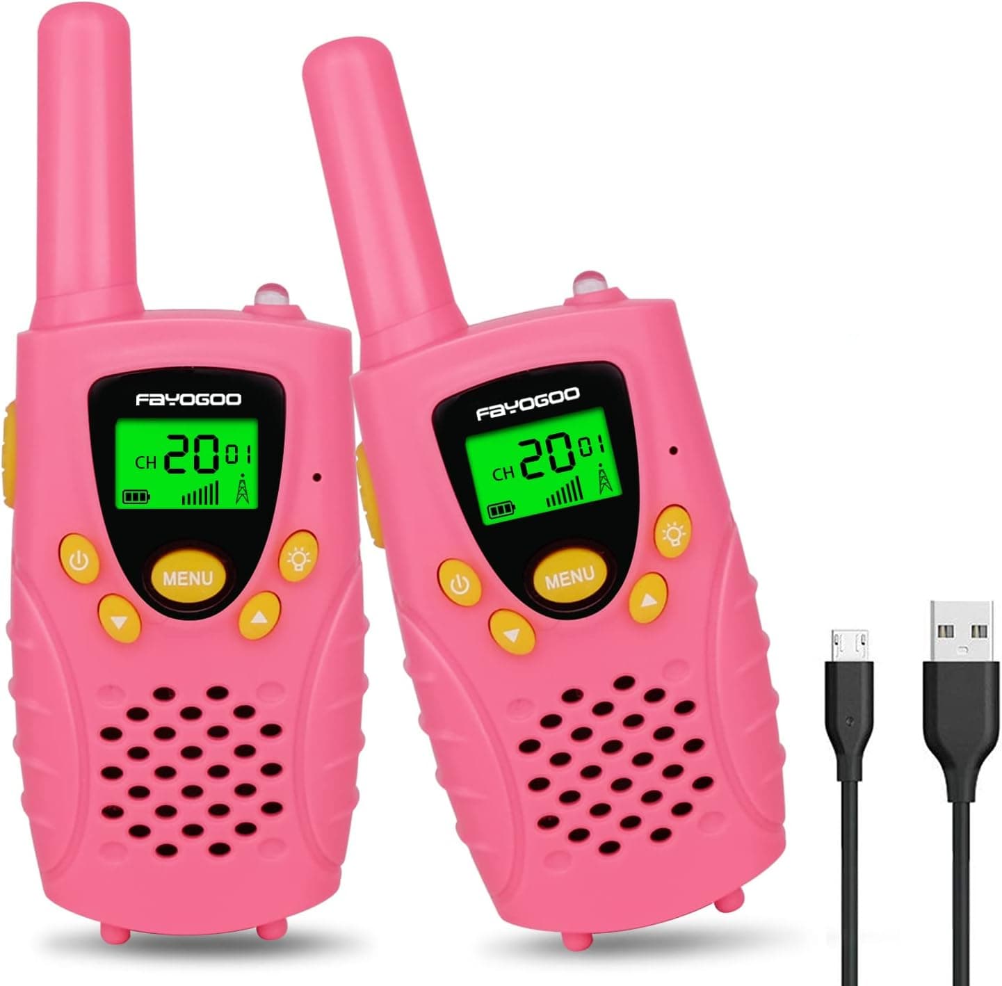 FAYOGOO Walkie Talkies for Kids, Toys for 3-12 Years Old Girls Boys 22 Channels Toy Walkie Talkies with Flashlight, 3 Kms Range for Outside, Camping, Hiking Best Gifts for Boys and Girls - 2 Packs