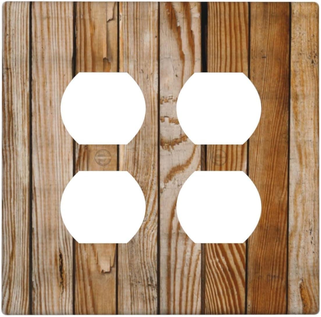 Gigszay Rustic Wooden Light Switch Cover Double Duplex Outlet Decorative Funny Switch Plates and Outlet Covers Plastic Wall Plates Decor Print Standard Size