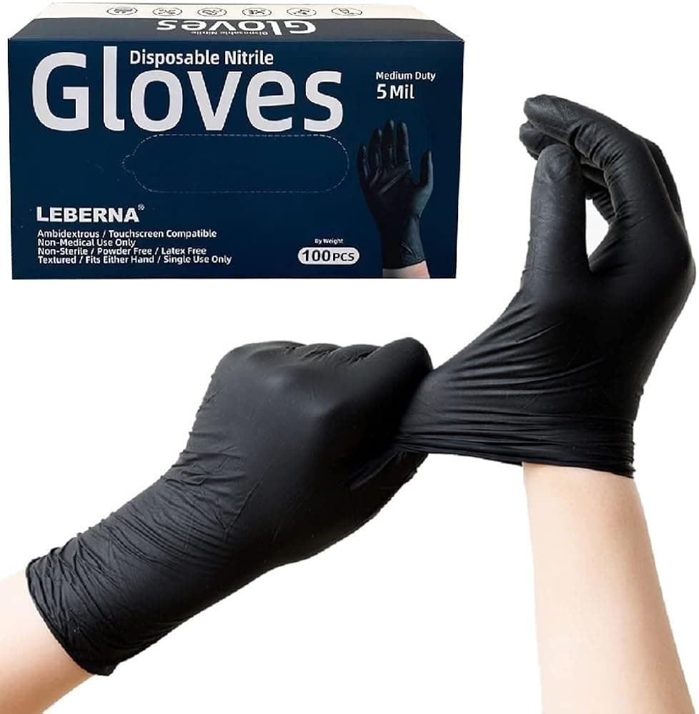 Gloves Disposable Latex Free Black Nitrile Gloves Medium Large XL 5 Mil Food Service Grade Safe Tattoo BBQ Mechanic Cleaning