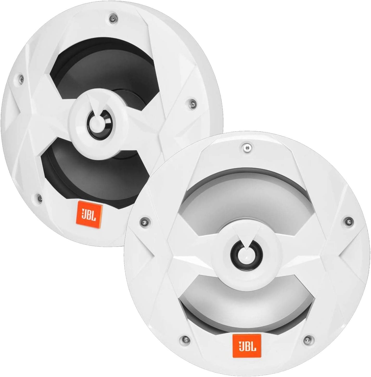 (2) JBL MS8LW 450 Watt 8" White 2-Way Marine Audio Boat Speakers w/RGB LED