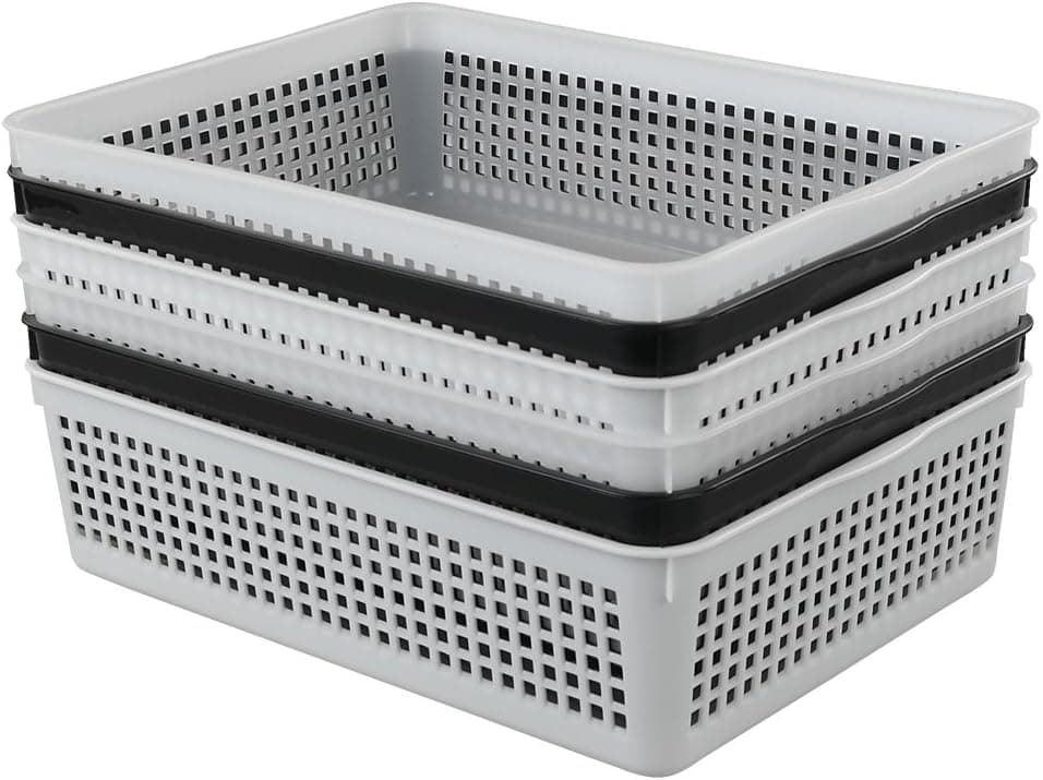 Eagrye Pack of 6 Plastic File Storage Organizer Tray Basket, A4 Paper Storage Basket