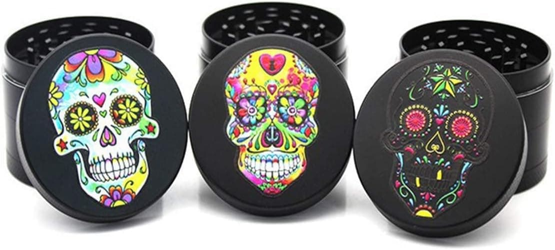 Leonnnnn Skull Design All-in-One Safety Stash Box Includes All You Need for Roll,Contains 4 Part Smooth Smash Grinder and Scraper Space(12/set )