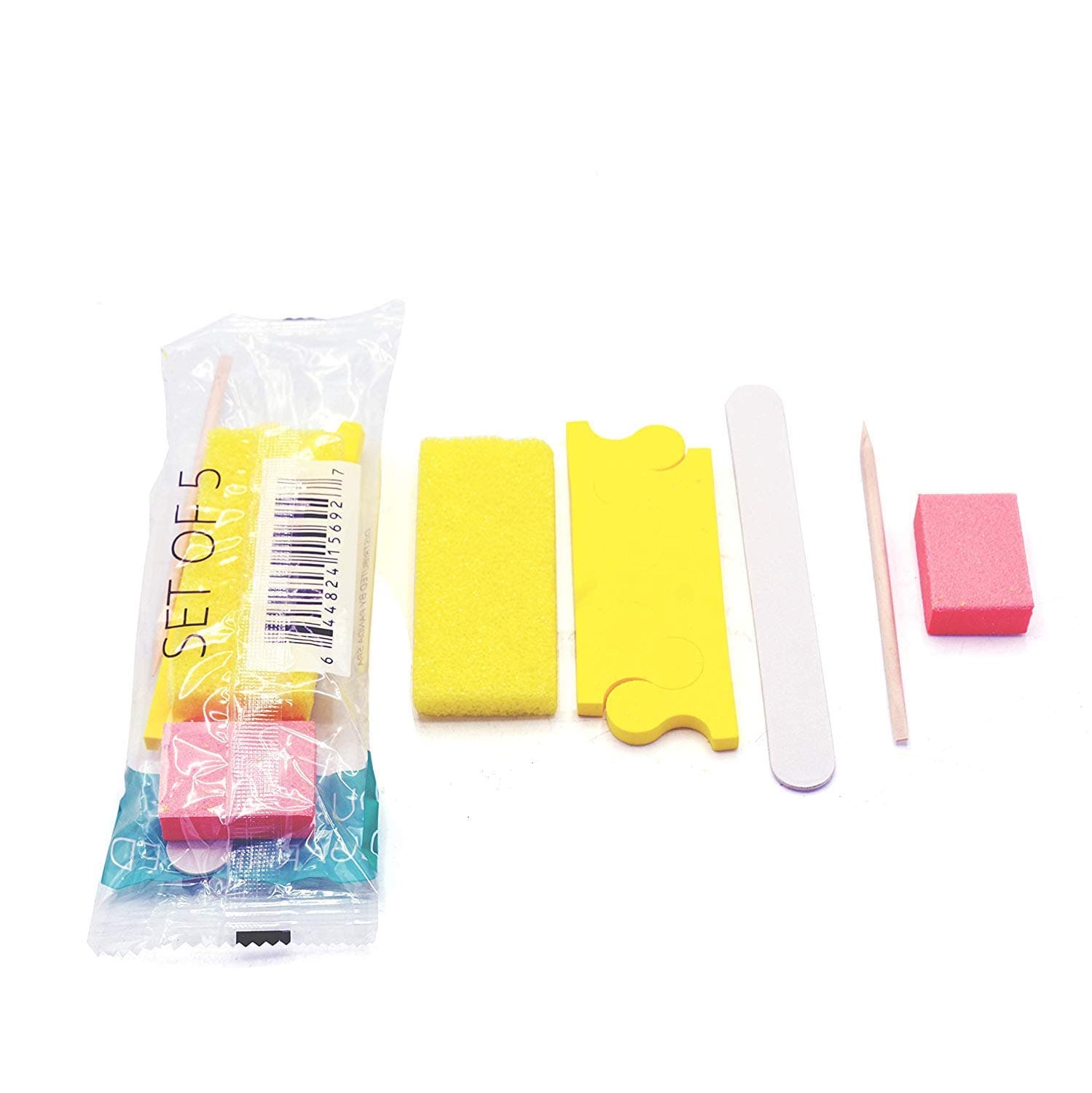 PandaSpa 5-Piece Pedicure Kit, Wood Nail File, Pumice Pad, Mini Buffer 100/180 Grit, Wood Stick, Toe Separator 200-Ct