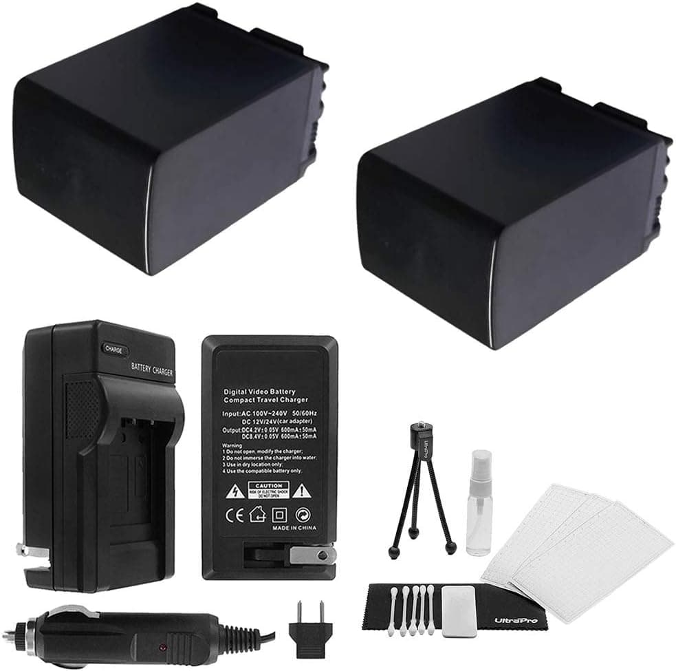 UltraPro 2-Pack BP-828 High-Capacity Replacement Batteries with Rapid Travel Charger for Select Canon Models. Bundle Includes: Camera Cleaning Kit, Screen Protector, Mini Travel Tripod