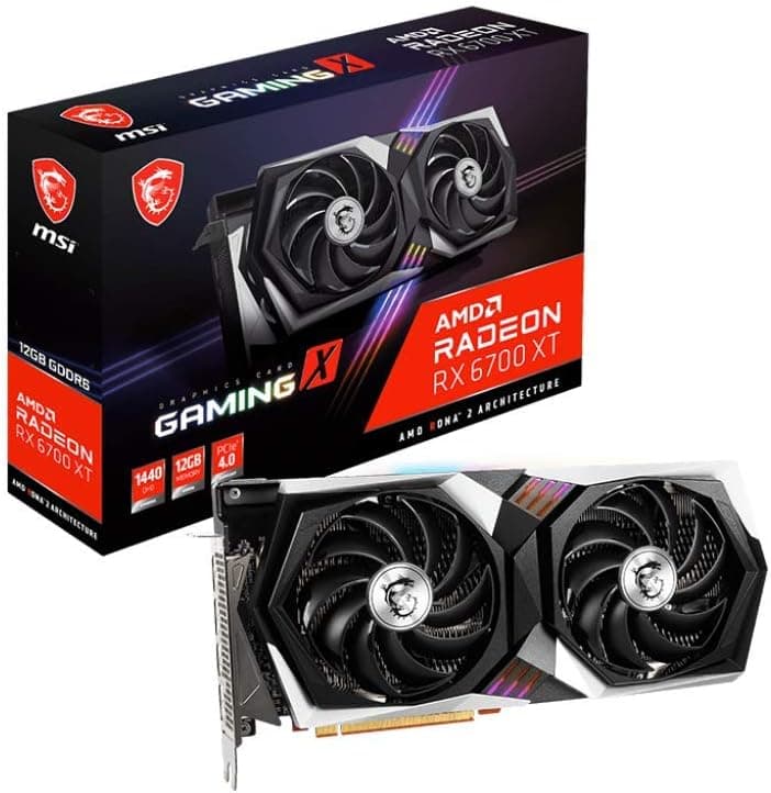 MSI Gaming Radeon RX 6700 XT 192-bit 12GB GDDR6 DP/HDMI Dual Torx 4.0 Fans FreeSync DirectX 12 VR Ready RGB Graphics Card (RX 6700 XT Gaming X 12G)