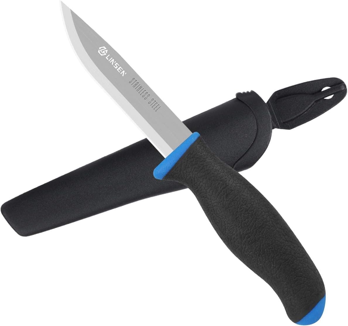 Linsen-outdoors Outdoor Survival Knife with Protective Sheath, Stainless Steel Sharp Fixed Blade Outdoor Knife Comfortable Grip for Survival, Camping, Travelling