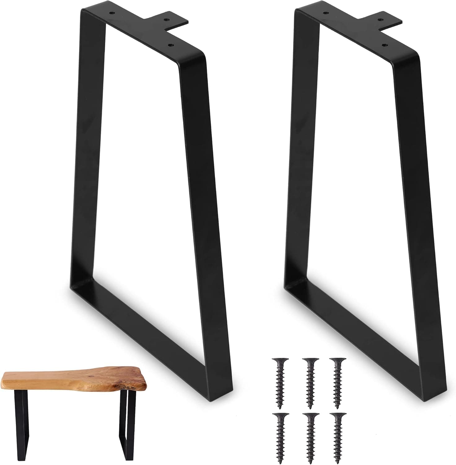 NXN-HOME 19'' Tall Trapezoid Metal Table Legs for Furniture, Bench Legs, Coffee Table Legs, DIY Furniture Legs Set of 2