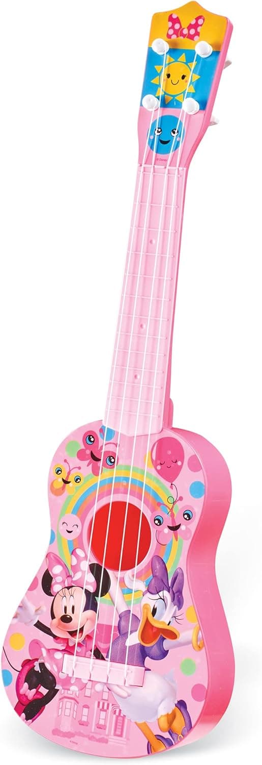 Disney Minnie Mouse Kids Guitar – Minnie Mouse Pink Guitar Music Set with Real Tuning Pegs and Strings for Learning Music – Fun Band Musical Instruments for Kids Age 3 and Up – 21.5 Inch