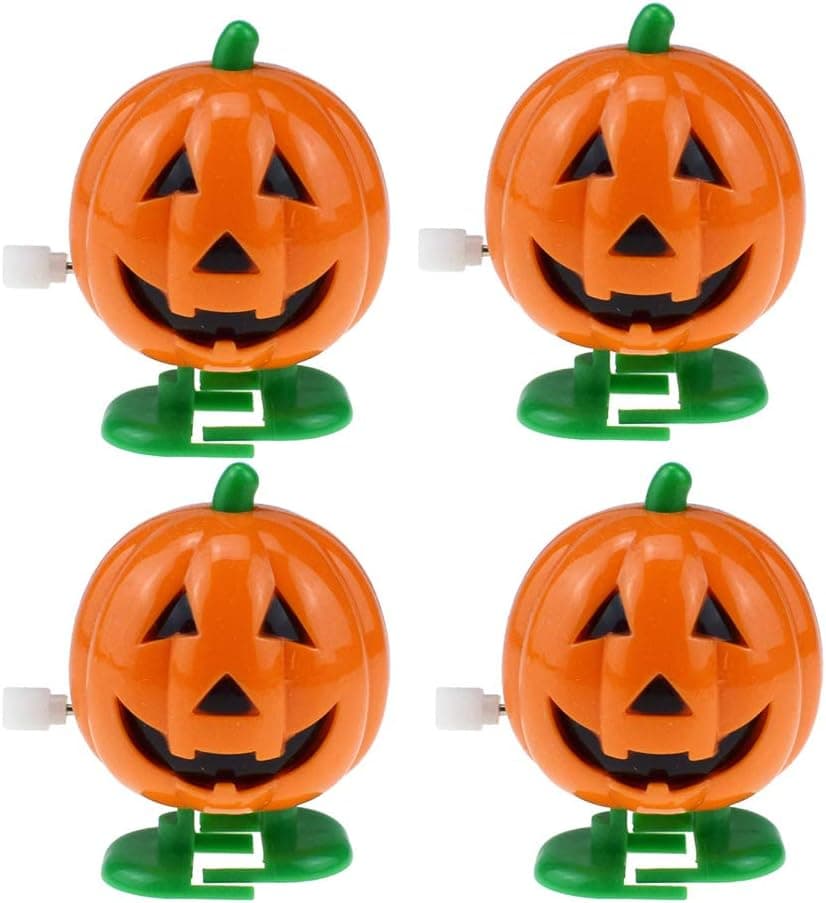 STOBOK Halloween Wind-Up Toys Halloween Party Pumpkin Wind-up Toys Halloween Props Trick Toy Cartoon Halloween Gifts for Kids Halloween Party Favors - 4pcs