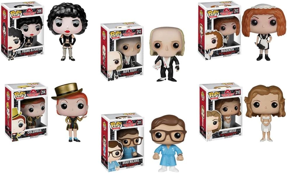 Rocky Horror Picture Show Janet Weis, Dr. Frank, Magenta, Brad Major, Riff Raff, Columbia Toy Figures Set of 6