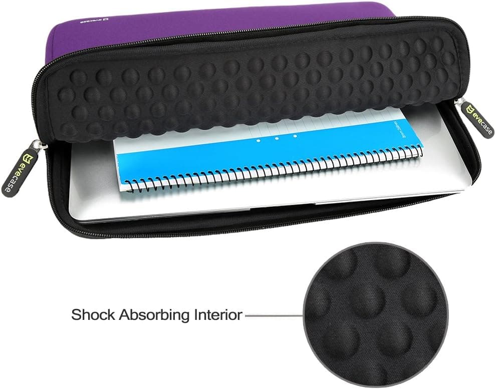 Evecase Ultra-Portable Slim Neoprene Zipper Handle Carrying Case Bag w/Accessory Pocket for Toshiba Satellite 14-Inch Laptop – Purple