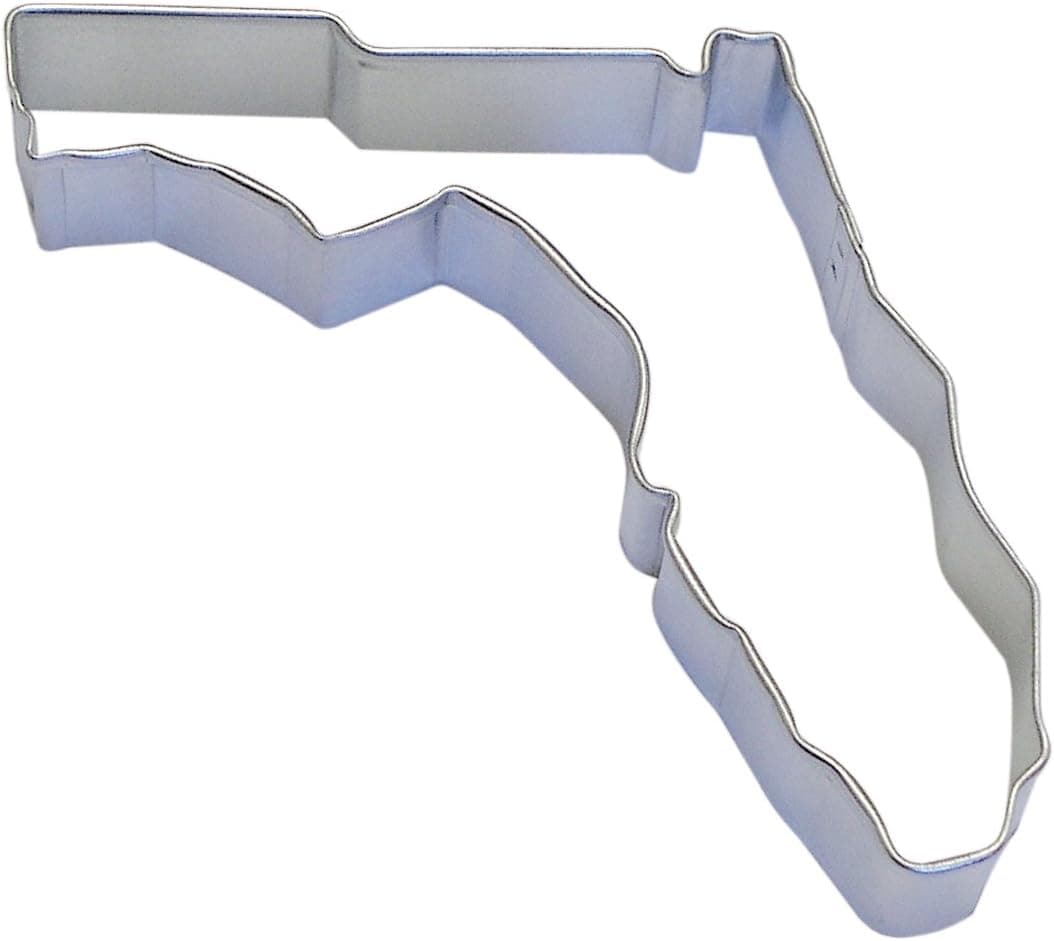 CybrTrayd R&M Florida State Tinplated Steel Cookie Cutter, Silver, Bulk Lot of 12