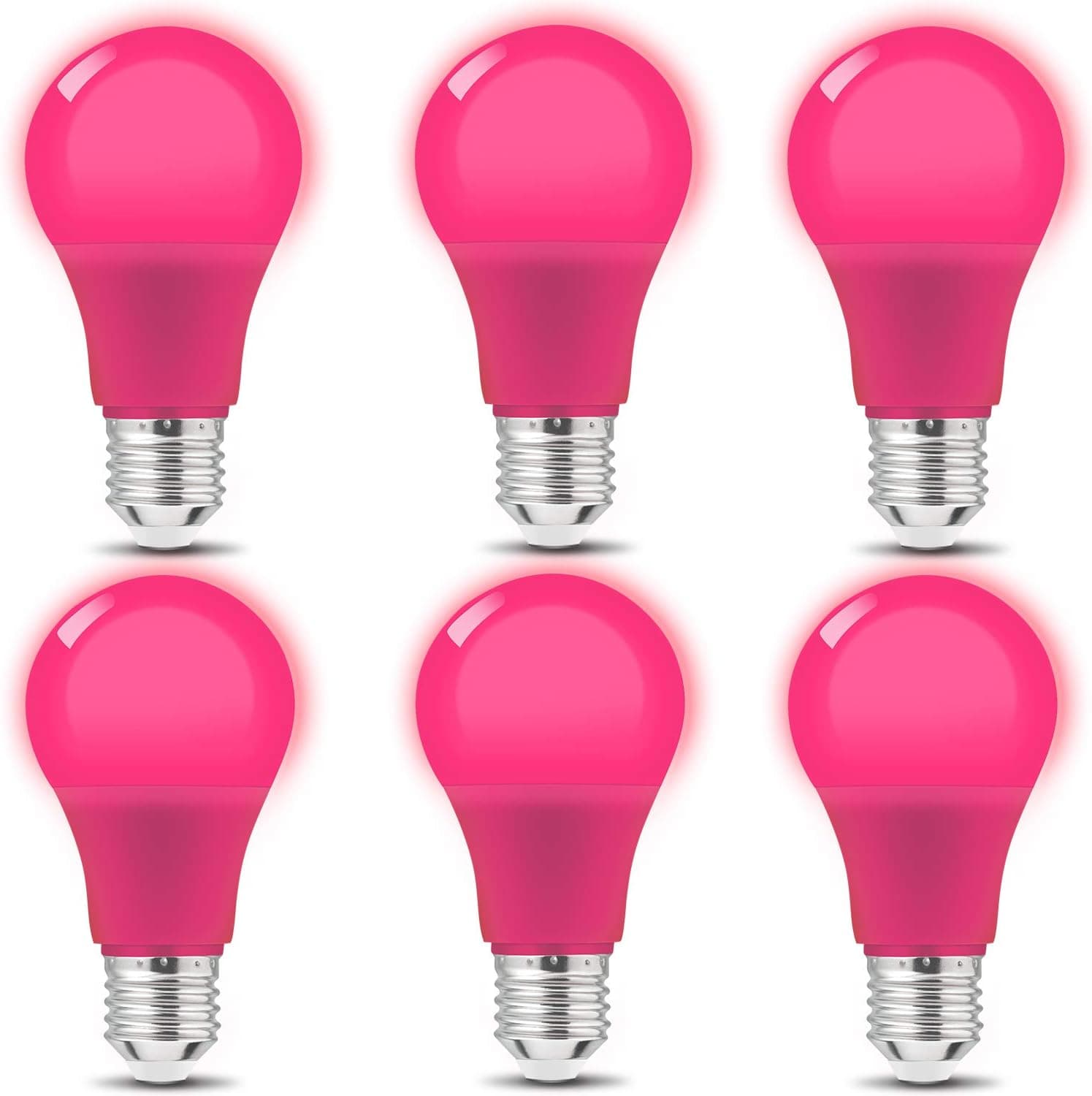 KQHBEN LED Pink Light Bulb A19 5Watts 40w Equivalent with E26 Base Colored Light Bulb for Wedding Halloween Christmas Party Bar Mood Ambiance Decor