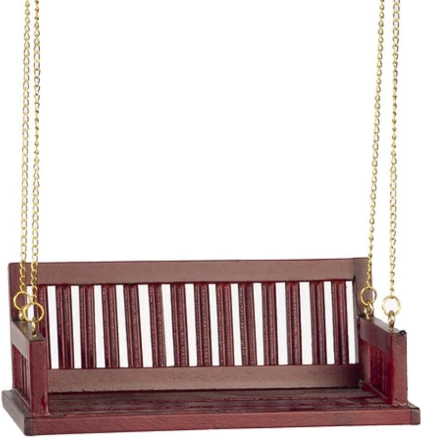 Classics Dollhouse Miniature Porch Swing, Mahogany Finish #CLA74084