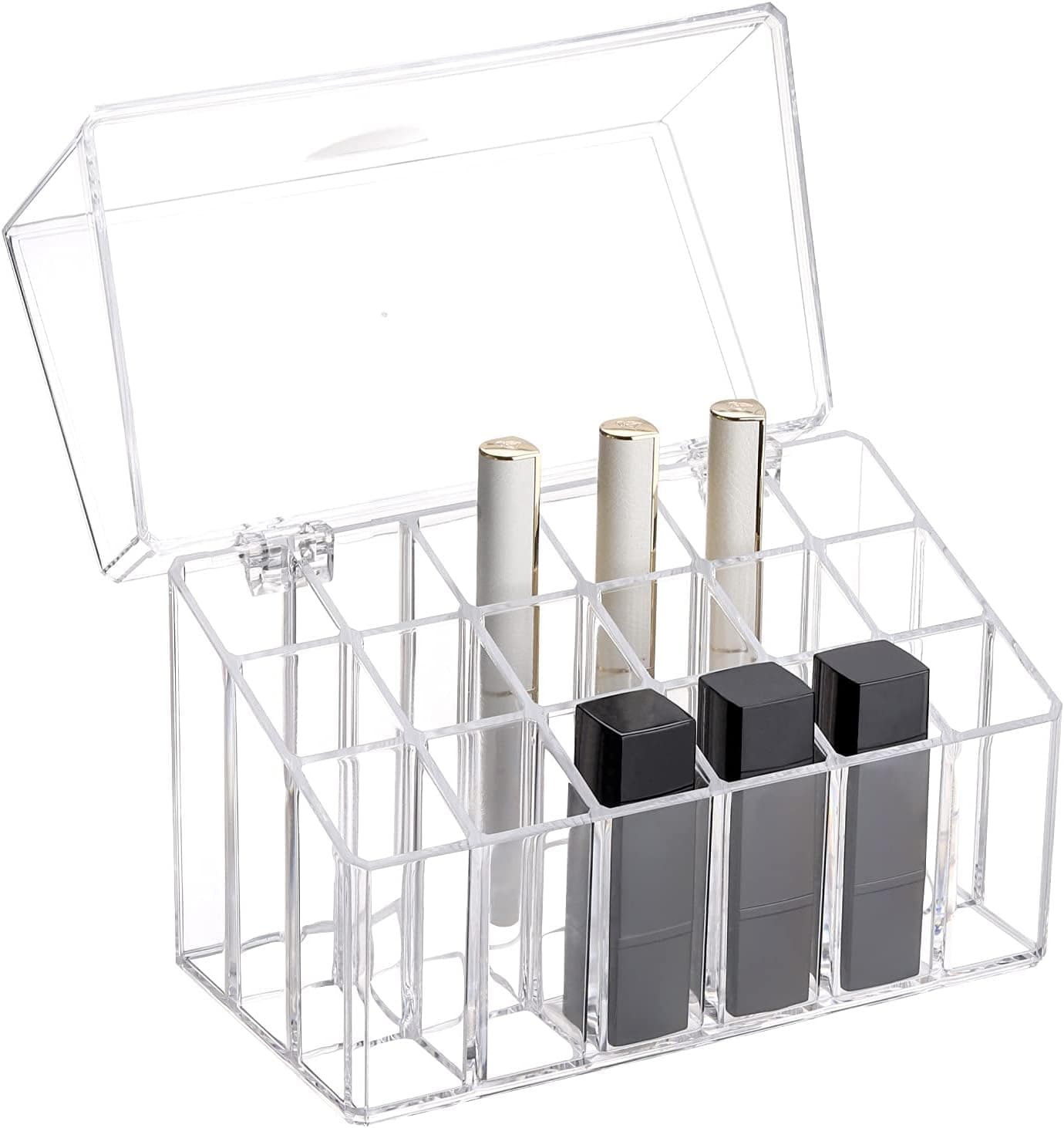 Lipstick Organizer with Lid, 18 Slots Dustproof Lip Gloss Holder Display Case for Vanity Countertop