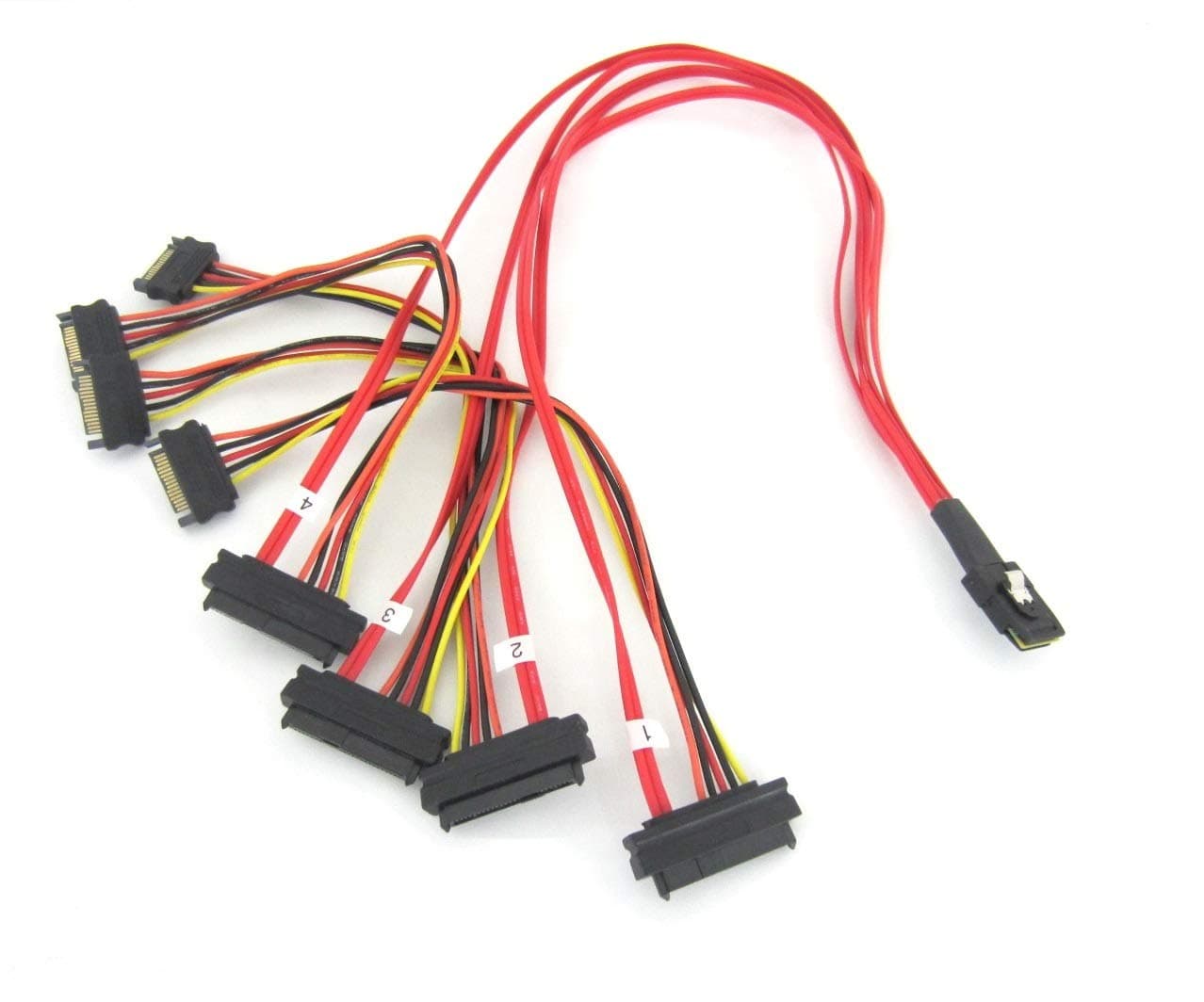 Micro SATA Cables|24 inch Mini SAS SFF-8087 to 4 SAS 29 Pin Female Cable with SATA Power