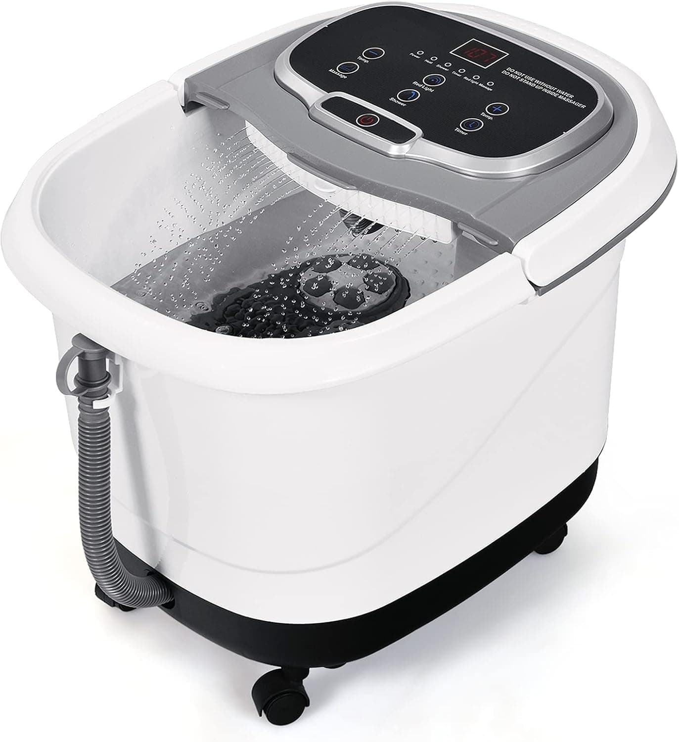 RELAX4LIFE Foot Spa with Heat and Massage,6 Motorized Massage Rollers,3 Adjustable Angles,Adjustable Temperature and Timer and Rolling Wheel Sticks Foot Spa Bath Massager (Gray)