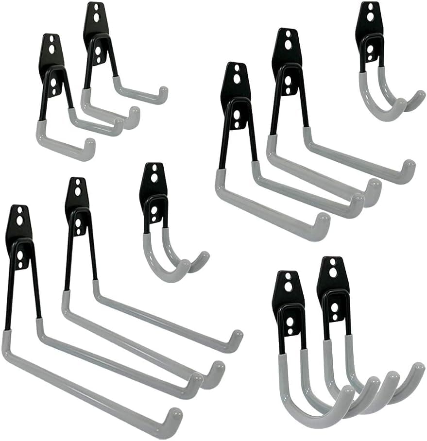 Garage Hook, Heavy-Duty Garage Hook, Tool Hook, Heavy-Duty Wall-Mounted Garage Organizer, Suitable for Bicycle Storage, ladders, Power Tools, Bulk Items (Set of 10) (Gray)