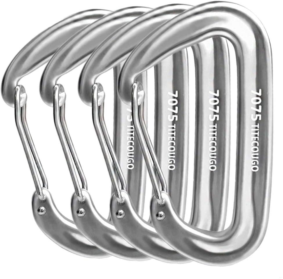 TITECOUGO 12KN (2697 lbs) Heavy Duty Lightweight Carabiner Clips Perfect Gear (1,2,4,5 Pack)