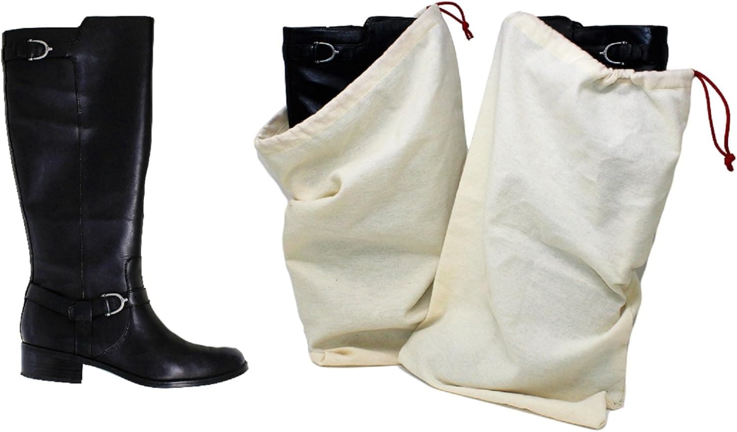 Earthwise Boot Shoe Bag 100% Cotton Made in the USA with Drawstring for storing and protecting boots (Pack of 2)