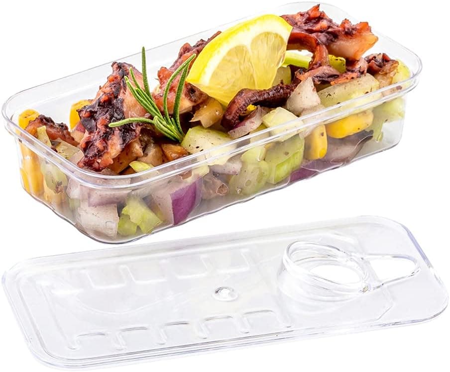 2 oz Rectangle Clear Plastic Tin Can - with Lid - 4" x 2" x 1" - 20 count box